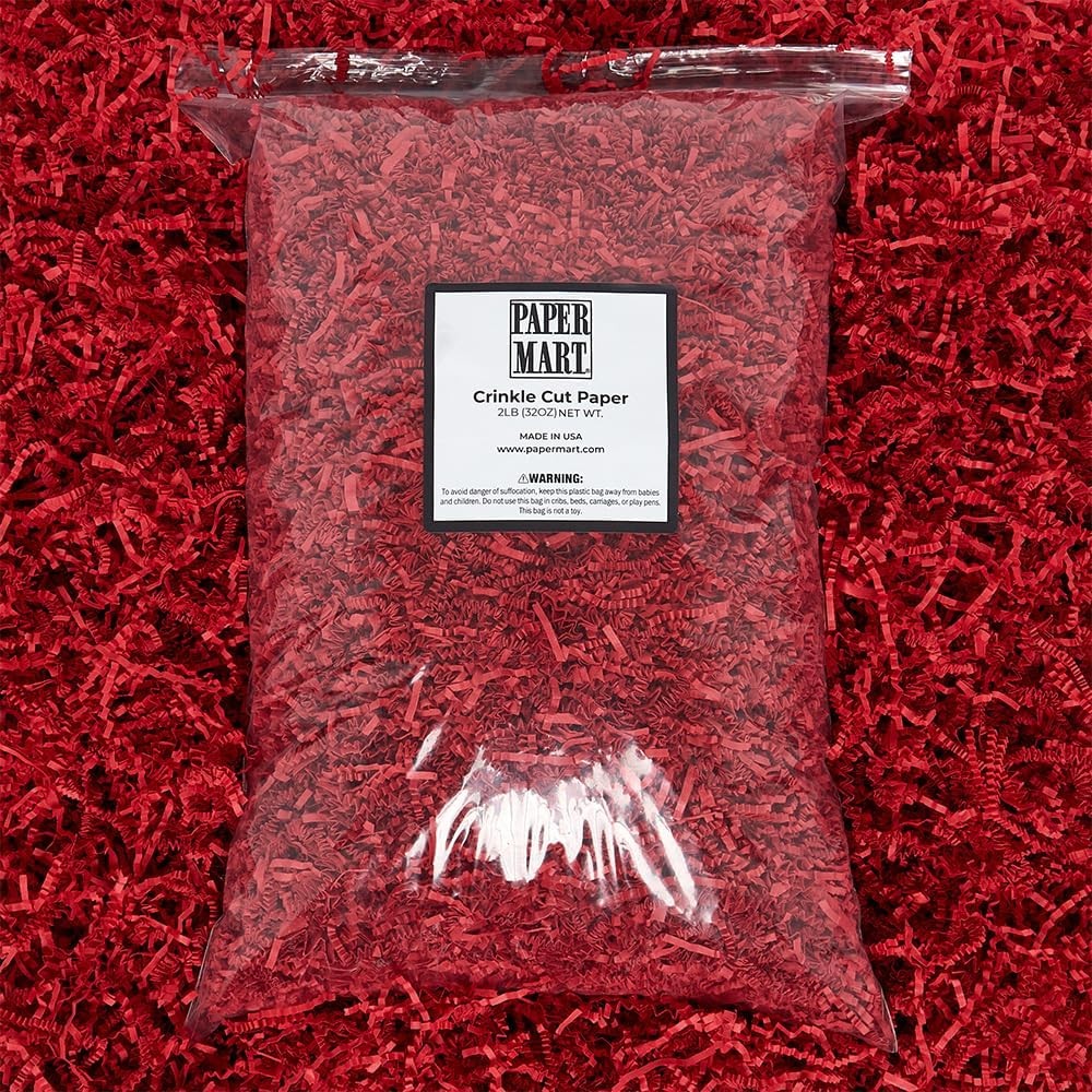 Crinkle Cut Paper for Box (2 lb), Shredded Red Basket Filler gallery