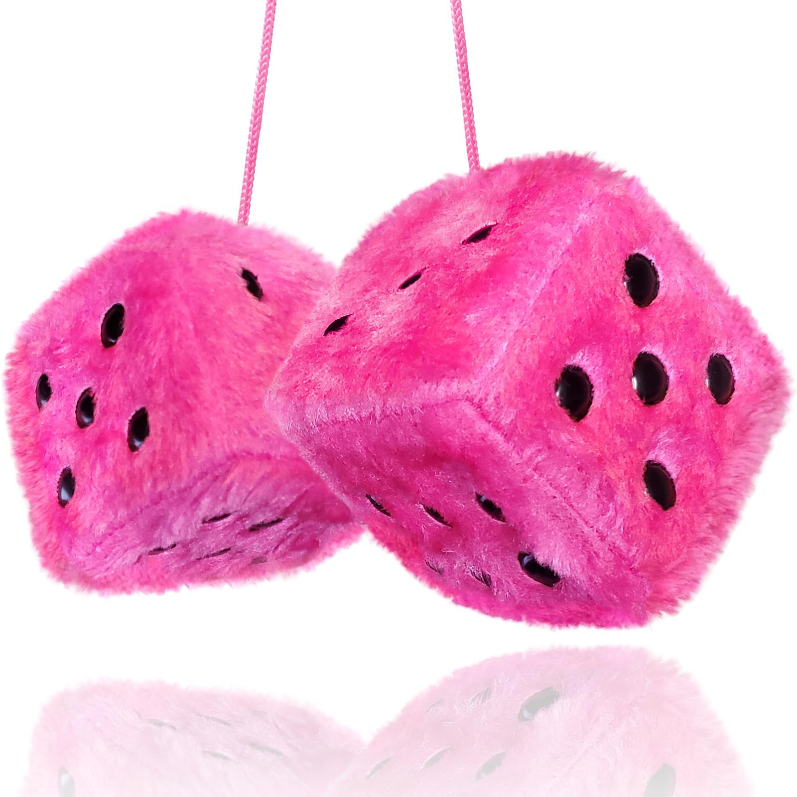 Pink Fuzzy Dice Car Accessories - Plush Cute Car Accessories for Interior - P... gallery