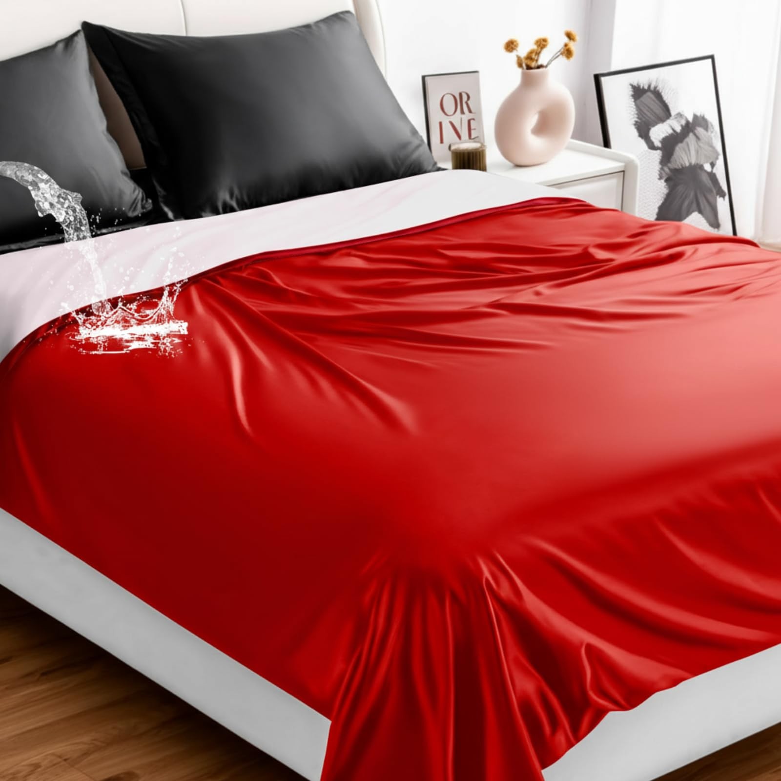 78x82 Inch Red Queen Size Waterproof Blanket TPU Mattress Protector Pet Mat gallery