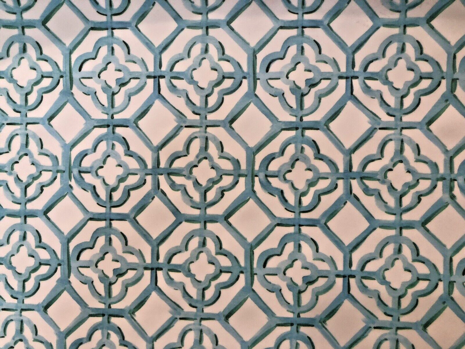 MERRIT MELAMINE - Oval Serving Tray Platter - Turquoise Trellis - 17" x 12" NEW gallery