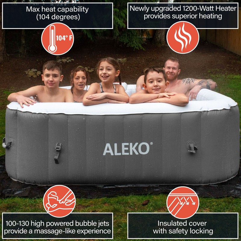 ALEKO Inflatable Improved Version 6 Prs Hot Tub 250 Gallon Up to 130 Bubble Jets gallery