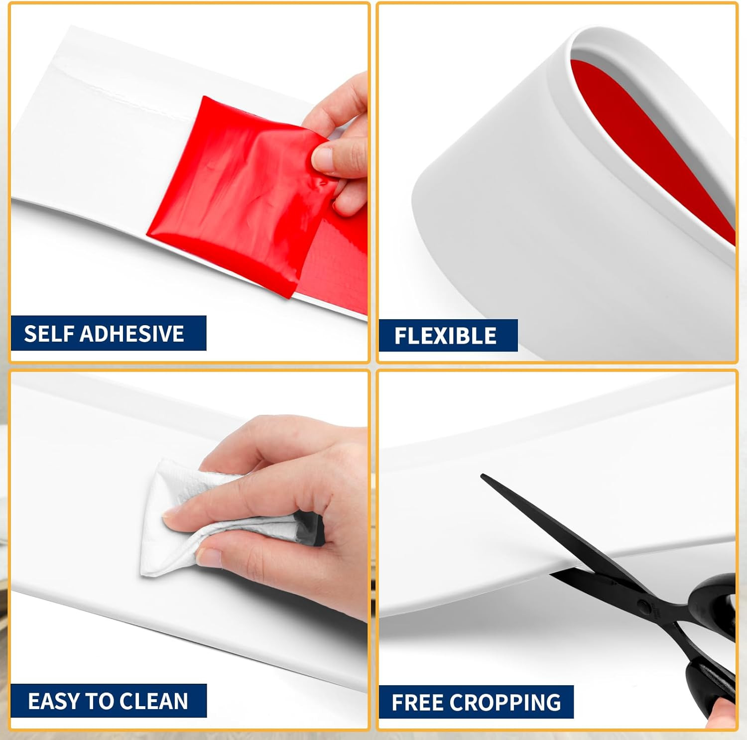Flexible Baseboard Molding Trim 4 Inch Self-Adhesive Vinyl Wall Base Peel and St gallery