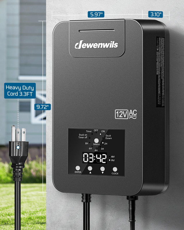 DEWENWILS 200W Low Voltage Landscape Transformer with Photocell & Timer, 12V/14V gallery