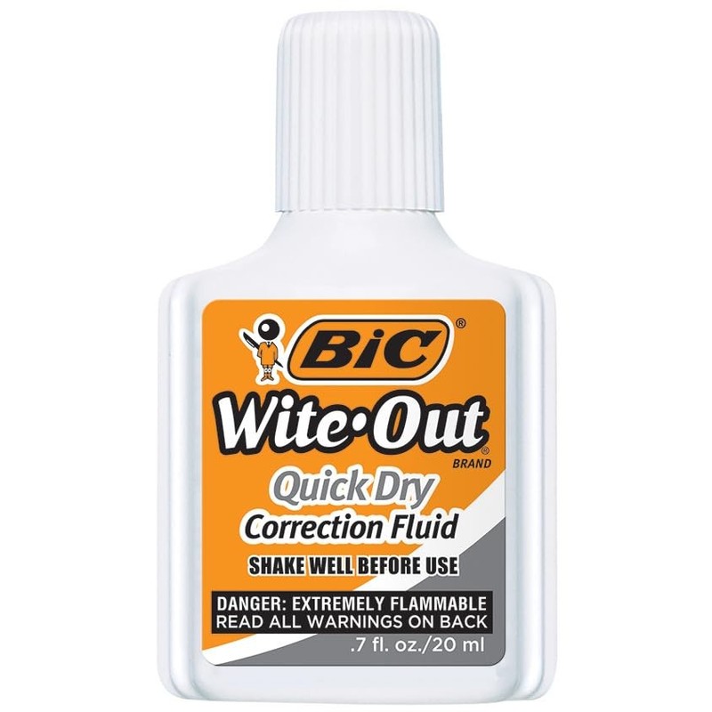 BIC Wite-Out Quick Dry Correction Fluid, 20mL, 1 Count (Pack of 1), White gallery