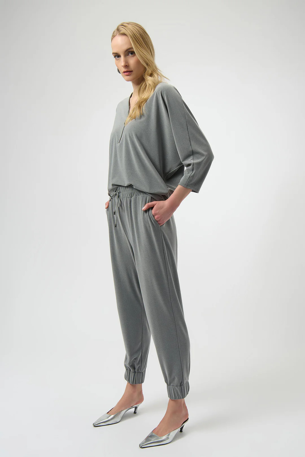 Joseph Ribkoff Grey Melange Pull On Jogger Pants 254079 gallery