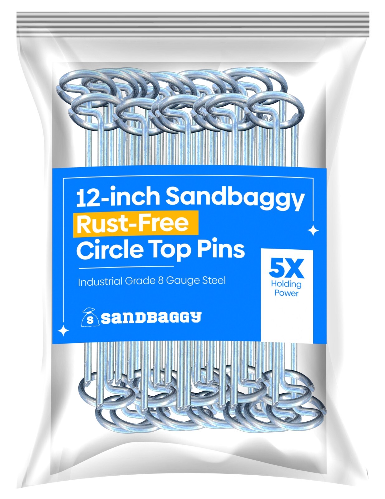 Sandbaggy 6 or 12 Inch Rust Free Circle Top Pins - Landscape Staples SOD Fabric gallery