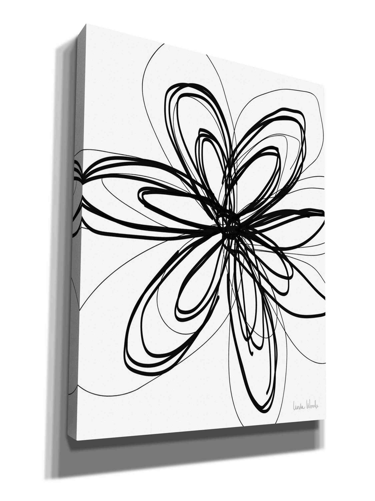 Epic Graffiti 'Black Ink Flower I' by Linda Woods, Giclee Canvas Wall Art gallery