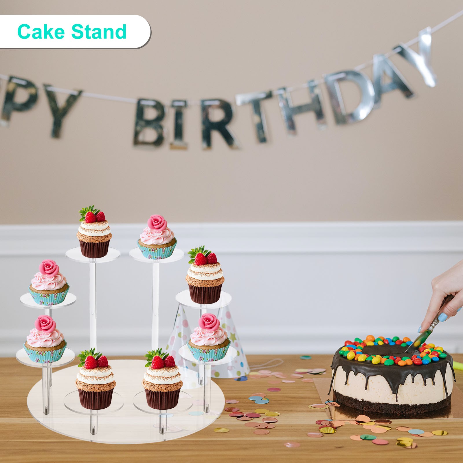 Acrylic Display Stand for Collectible Figures, 8 Tier Round Cupcake Stand Clear gallery