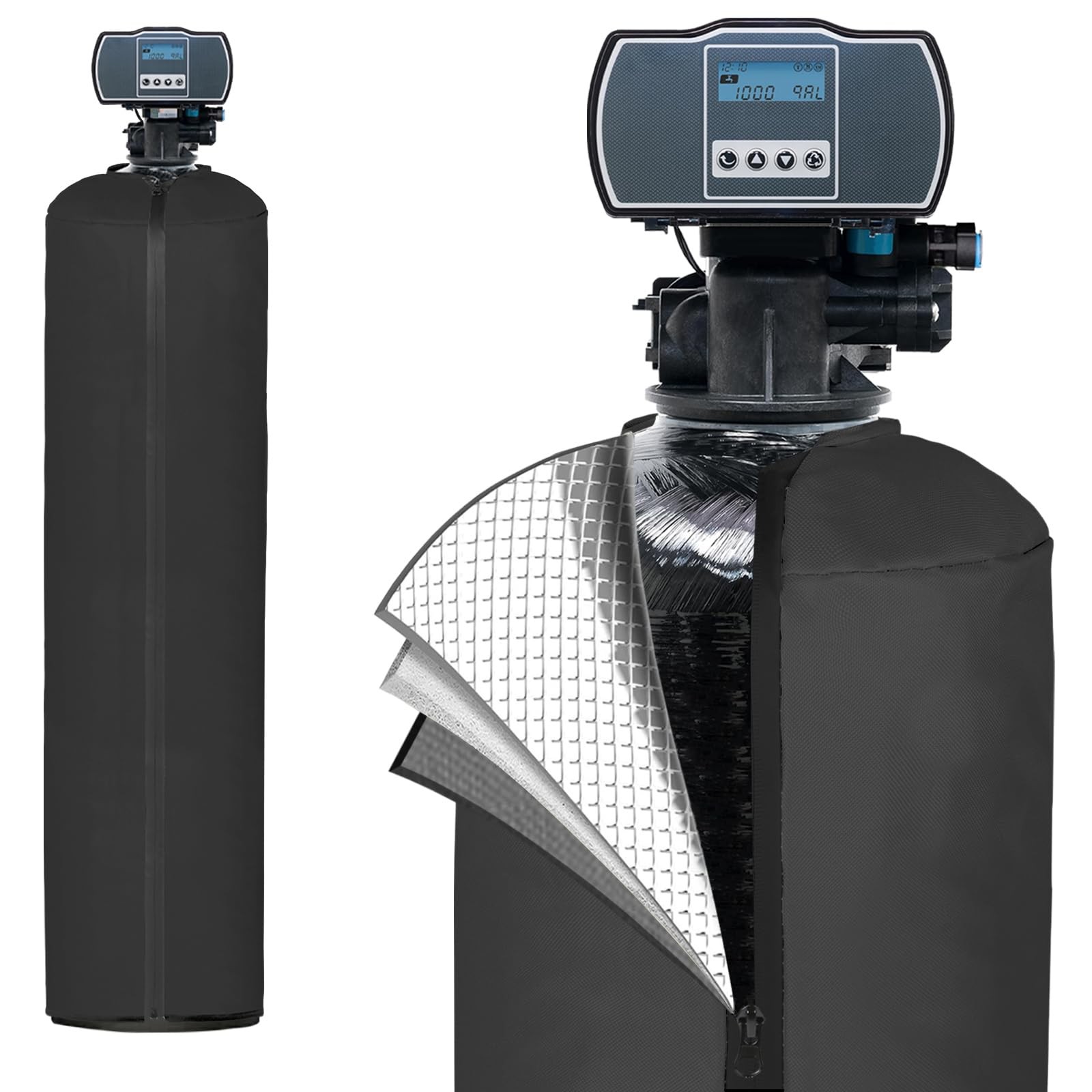 Water Softener Cover Outdoor, 3 Layers Insulation 10''D x 54''H, Black gallery