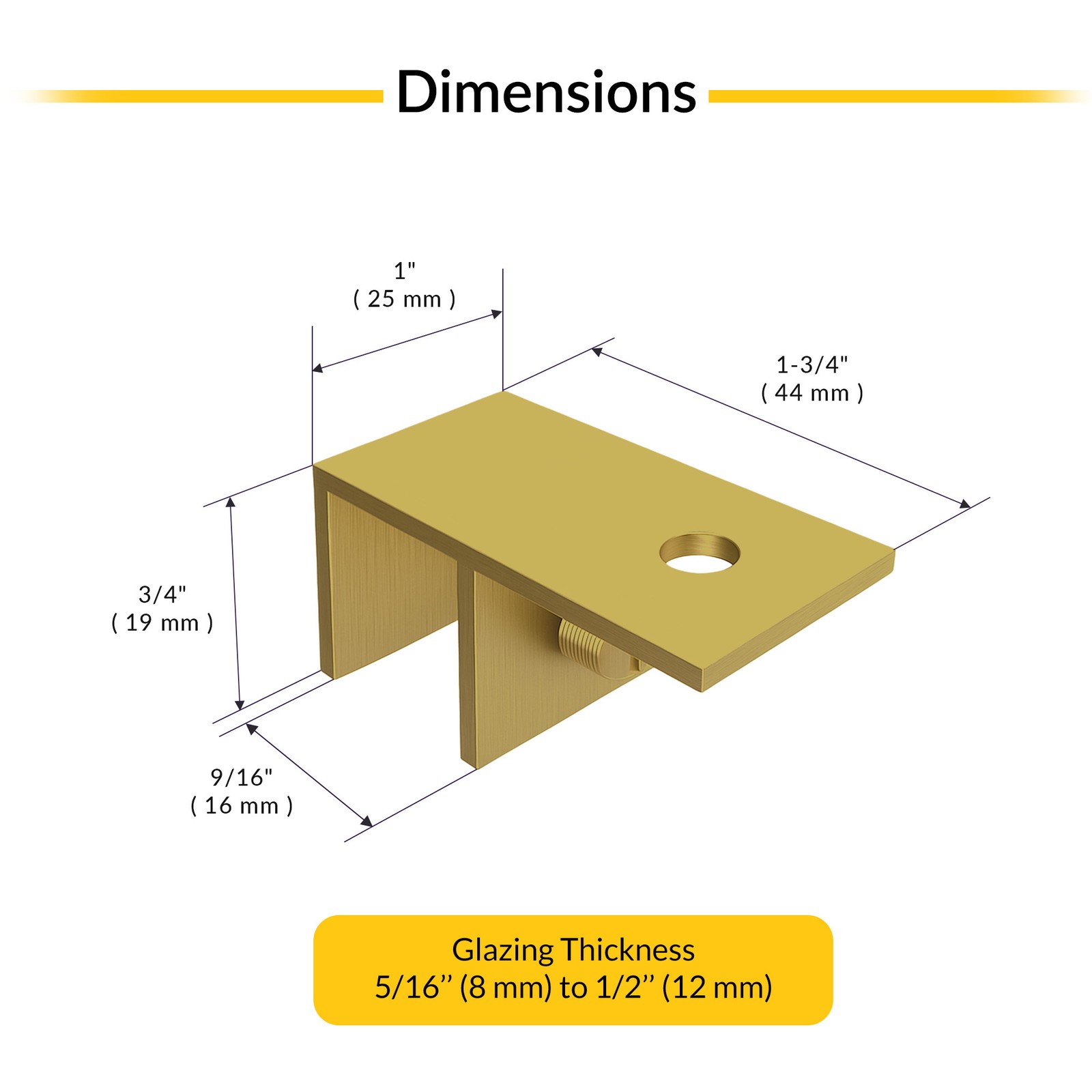 Brixwell Ceiling Mount Sleeve Over Glass Clamp, Satin Brass, 5/16" to 1/2" Glass gallery