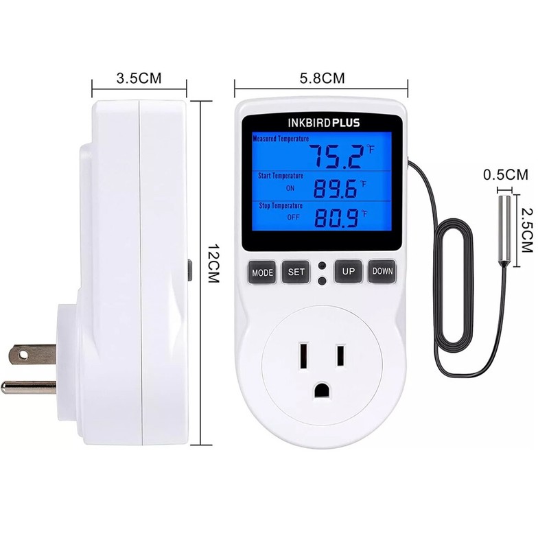 Digital Thermostat Outlet Plug Temperature Controller Heating Cooling w/ ProbejG gallery