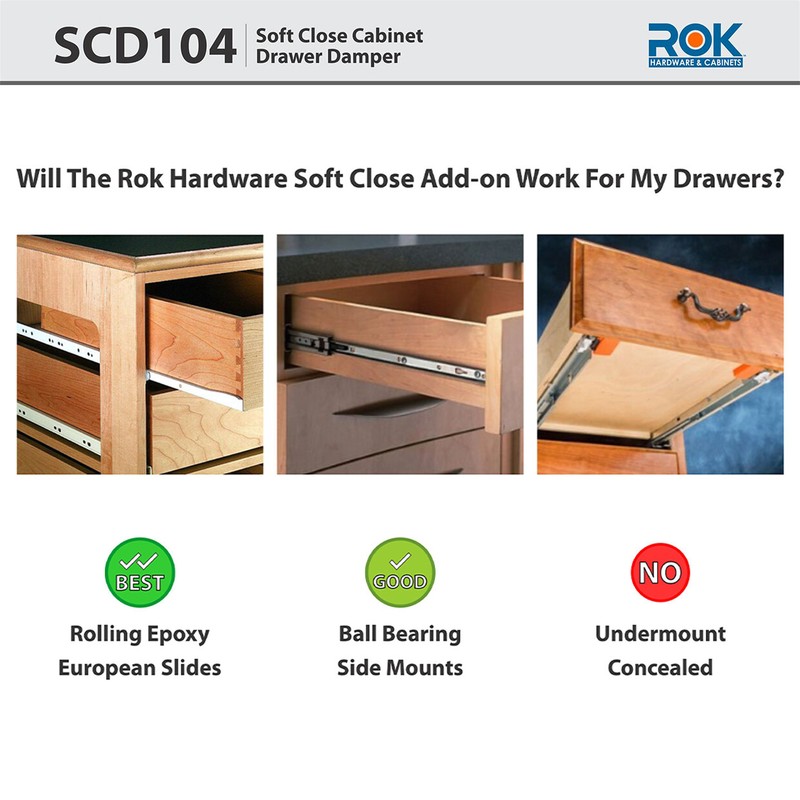 Soft Close Cabinet Drawer Damper / Adapter for Wood Drawers (White) gallery
