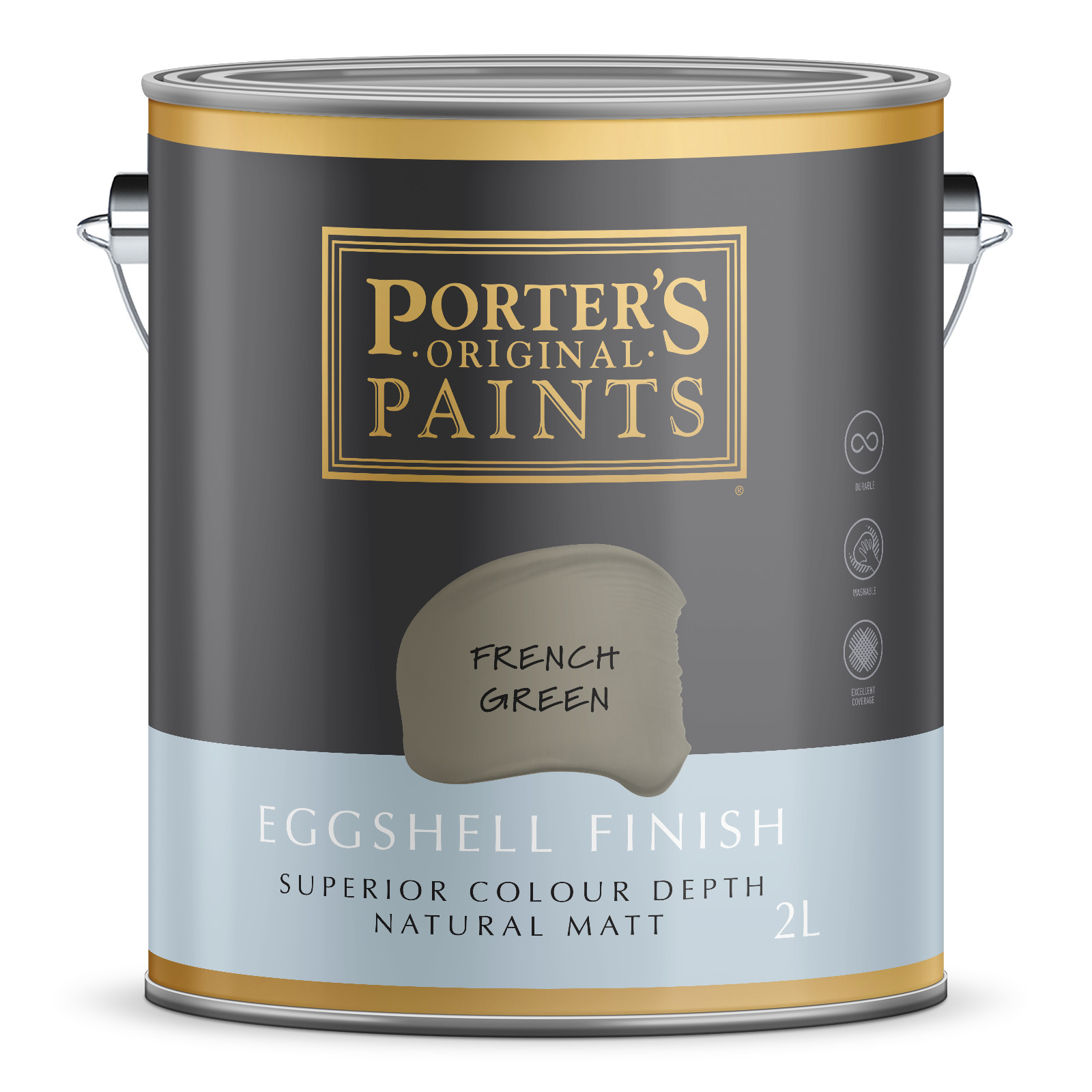 Porter's 2L French Green Eggshell Finish Broadwall Washable Paint gallery
