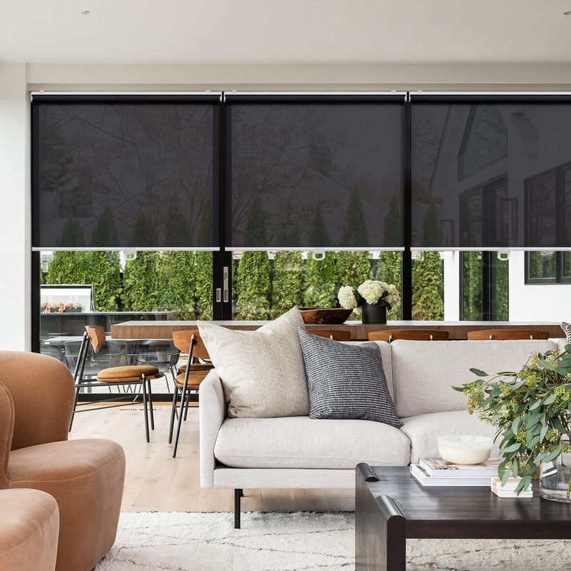Cordless Roller Shades for Windows Light Filtering Shades with 5% Openness So... gallery