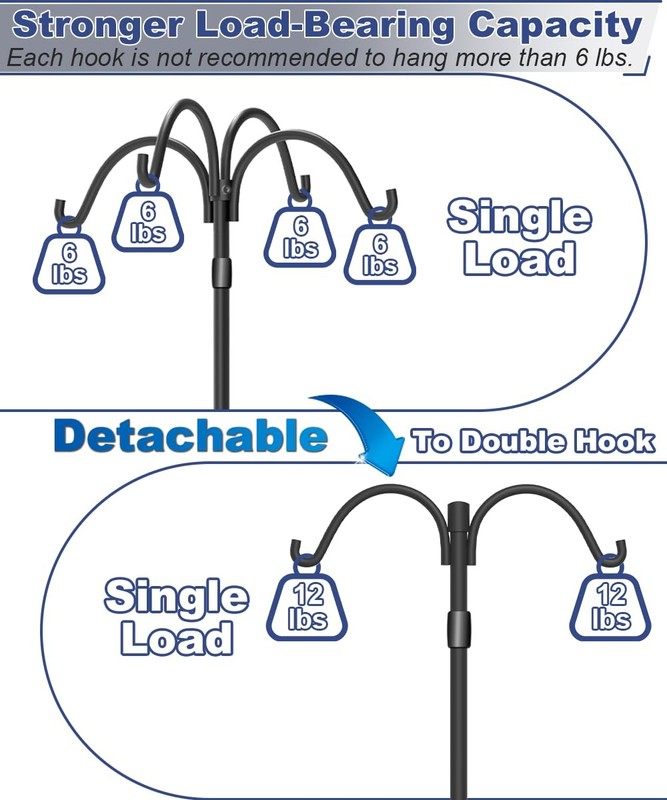 Upgrade 4-Hook Shepherds Hooks for Outdoor with Plastic Tube, 76" Heavy Duty Bir gallery