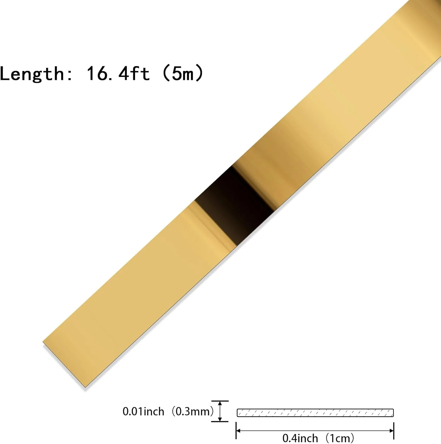 Gold Metalized Mirror-Like Finish Molding Trim, Peel and Stick Strip for Mirror gallery