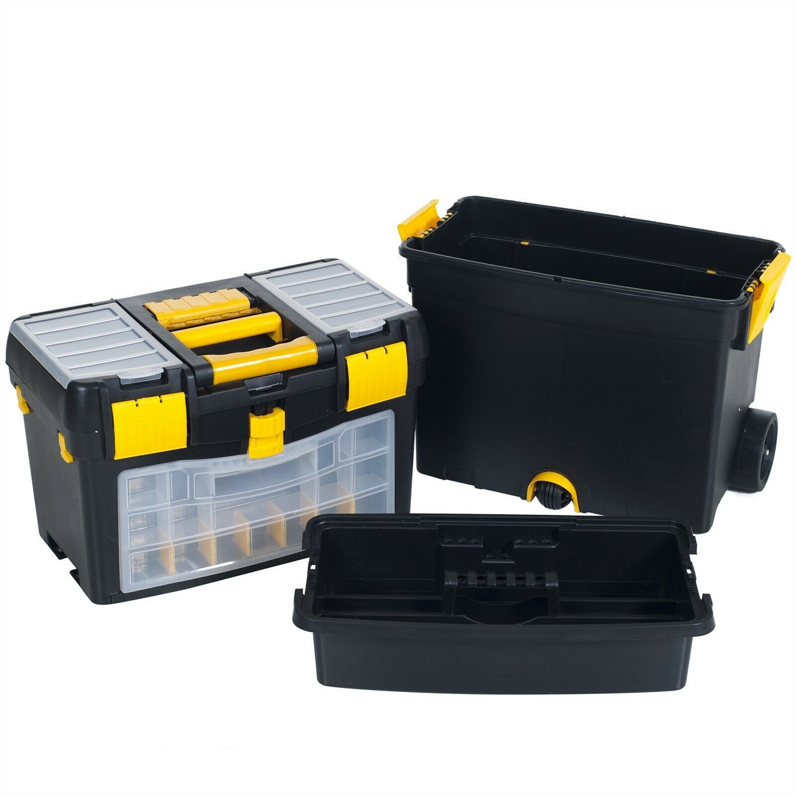 24.5" Portable Rolling Tool Box on Wheels Cart Organizer Storage Bin Deluxe gallery