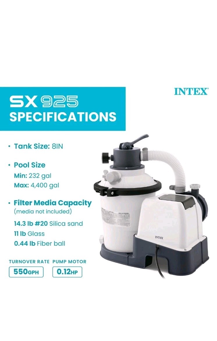 Intex Krystal Clear Sand Filter Pump for 4,400 Gal Above Ground Pools (Open Box) gallery