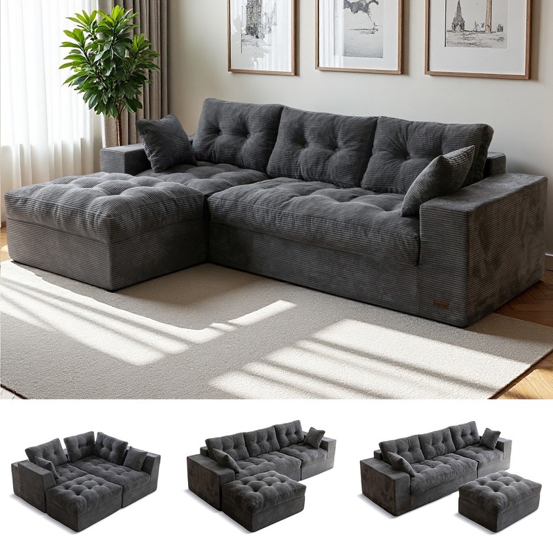 MAXYOYO 104"Modular Sectional Cloud Couch with Ottoman,Oversized Boneless Couch gallery