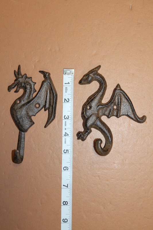2-DRAGON WALL HOOKS,mythical,folklore, Medieval style,Gothic decor gallery