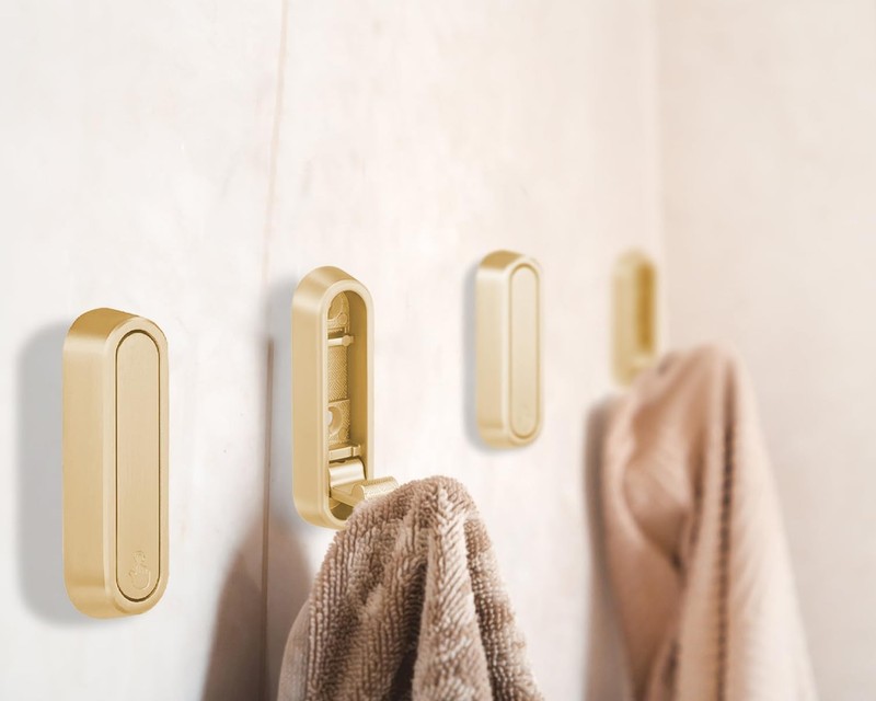 4 PCS Gold Foldable Wall Hooks Folding Coat Towel Backpack Utility Hooks gallery