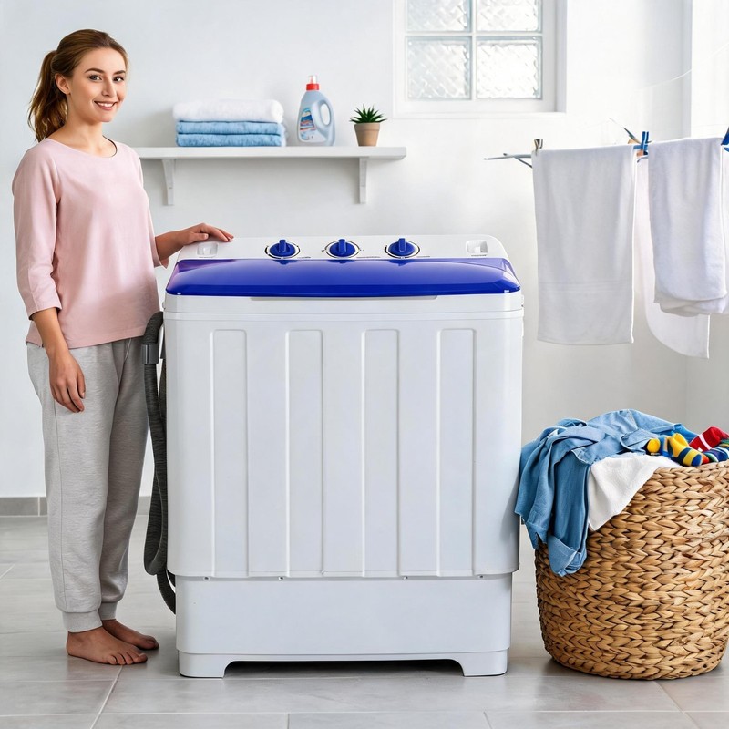 Compact Portable 19Lbs Washer &11Lbs Spinner 2 in 1 Washing Machine w/Drain Pump gallery