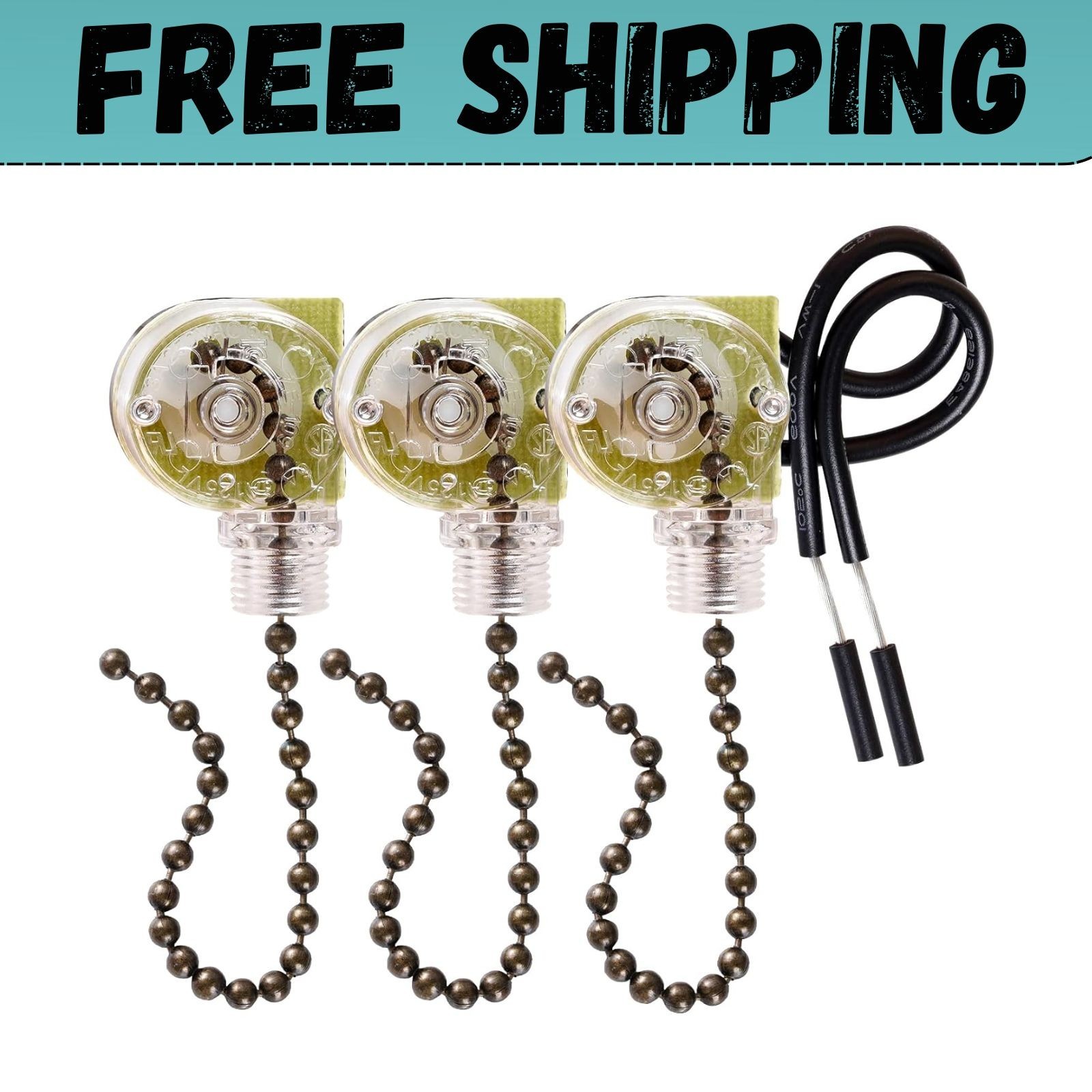 3 Pack Ceiling Fan Pull Chain Switch Zing Ear ZE 109 Two Wire Light Switch gallery