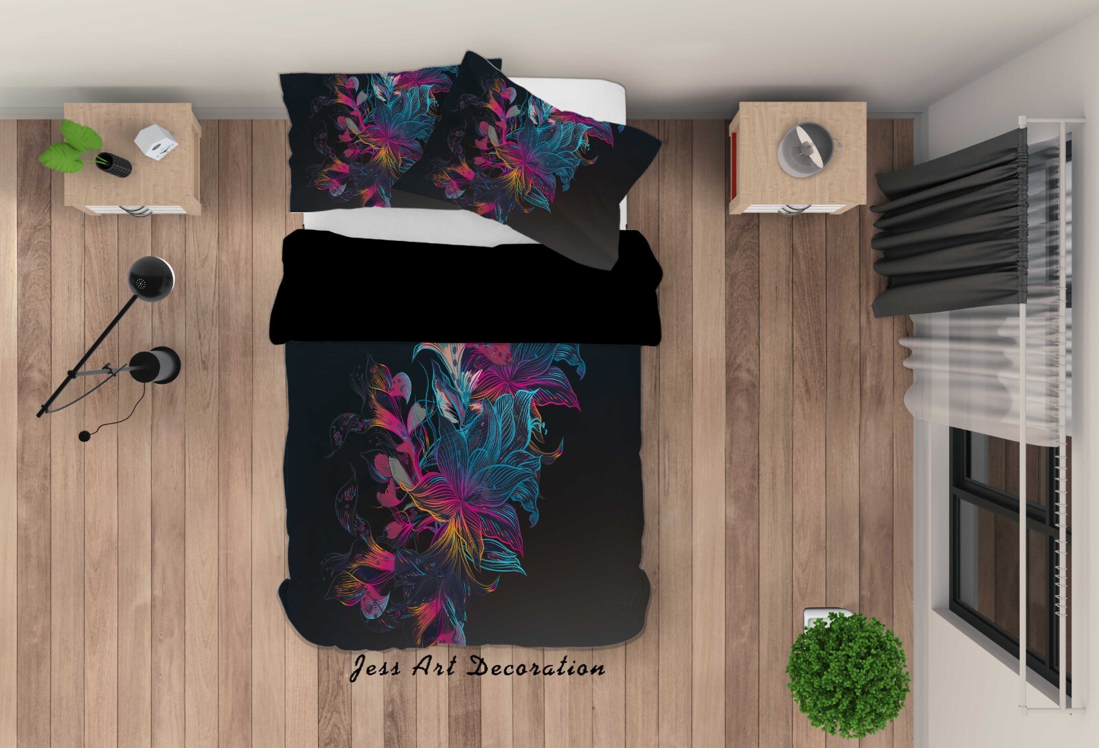 3D Abstract Floral Glowing Colorful Quilt Cover Set Bedding Sets Pillowcases 64 gallery