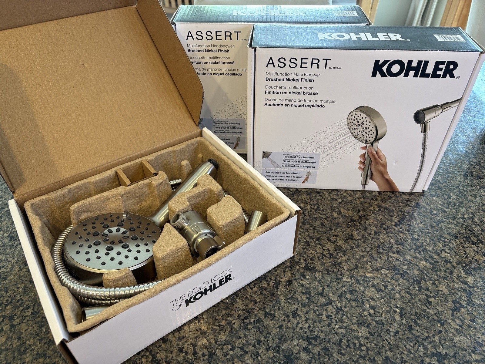 KOHLER Assert Multifunction Handheld Shower Head 6-Spray Brushed Nickel w/ Hose gallery