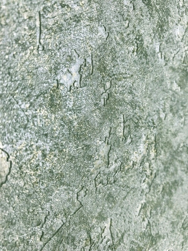Embossed Wallpaper roll Green Silver foil metallic Plain textured wall coverings gallery