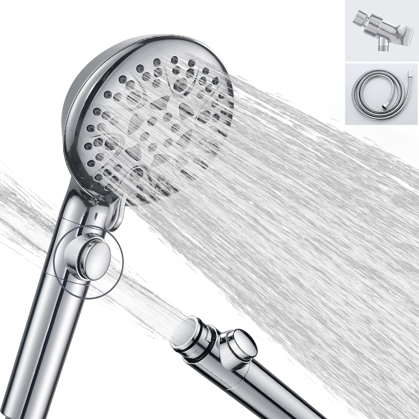 Handheld Shower Head High Pressure 8 Spray Modes 79-inch Hose - Water Saving gallery
