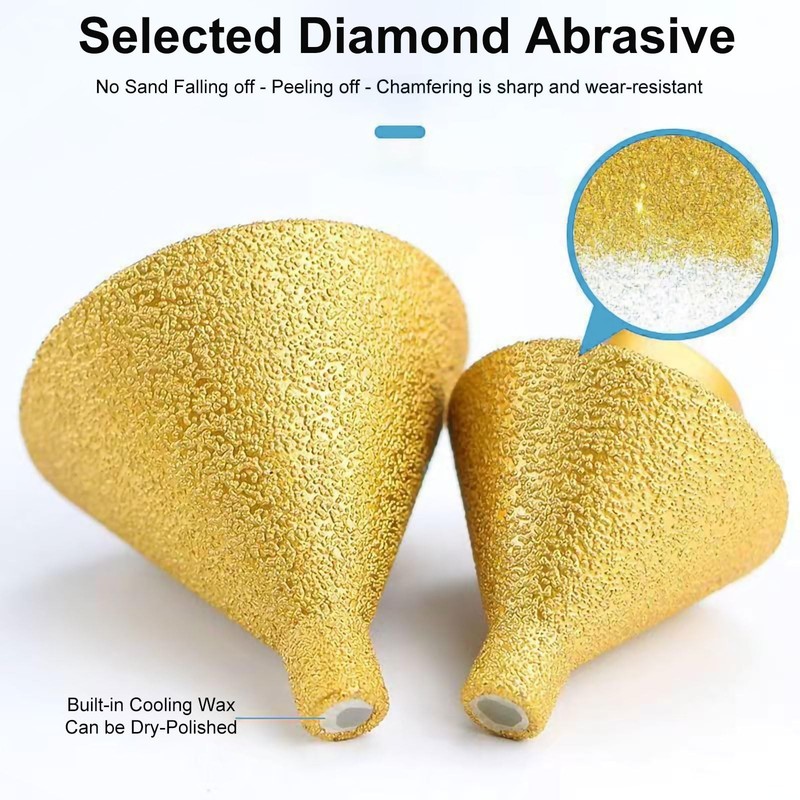 2Pcs Diamond Beveling Chamfer Bit for Angle Grinders, 0-2" + 0-1.5" Dia Count... gallery