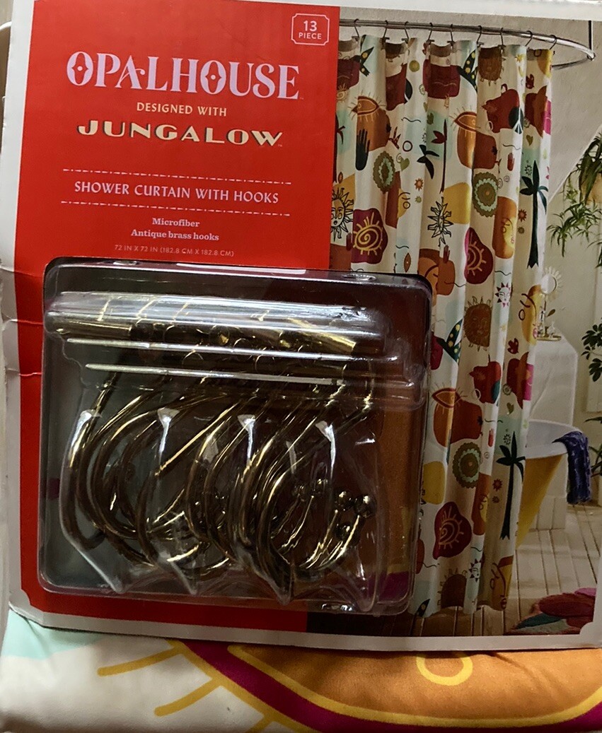 Opalhouse With Jungalow Collage Shower Curtain with Hooks 72” x 72” NEW gallery