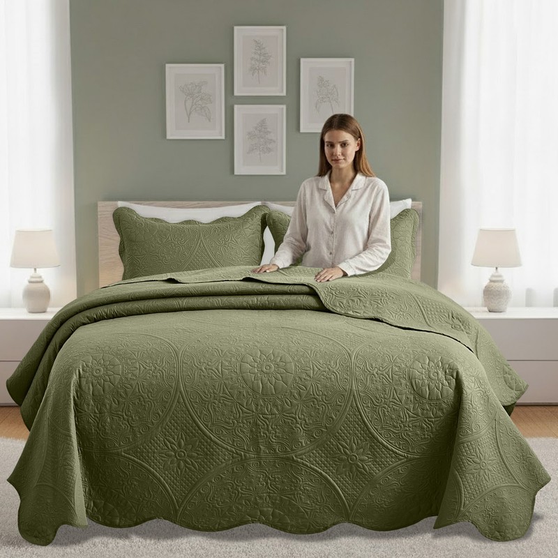 Embossed Quilt Bedspread Set Soft Lightweight Coverlet Bedding Twin Queen King gallery
