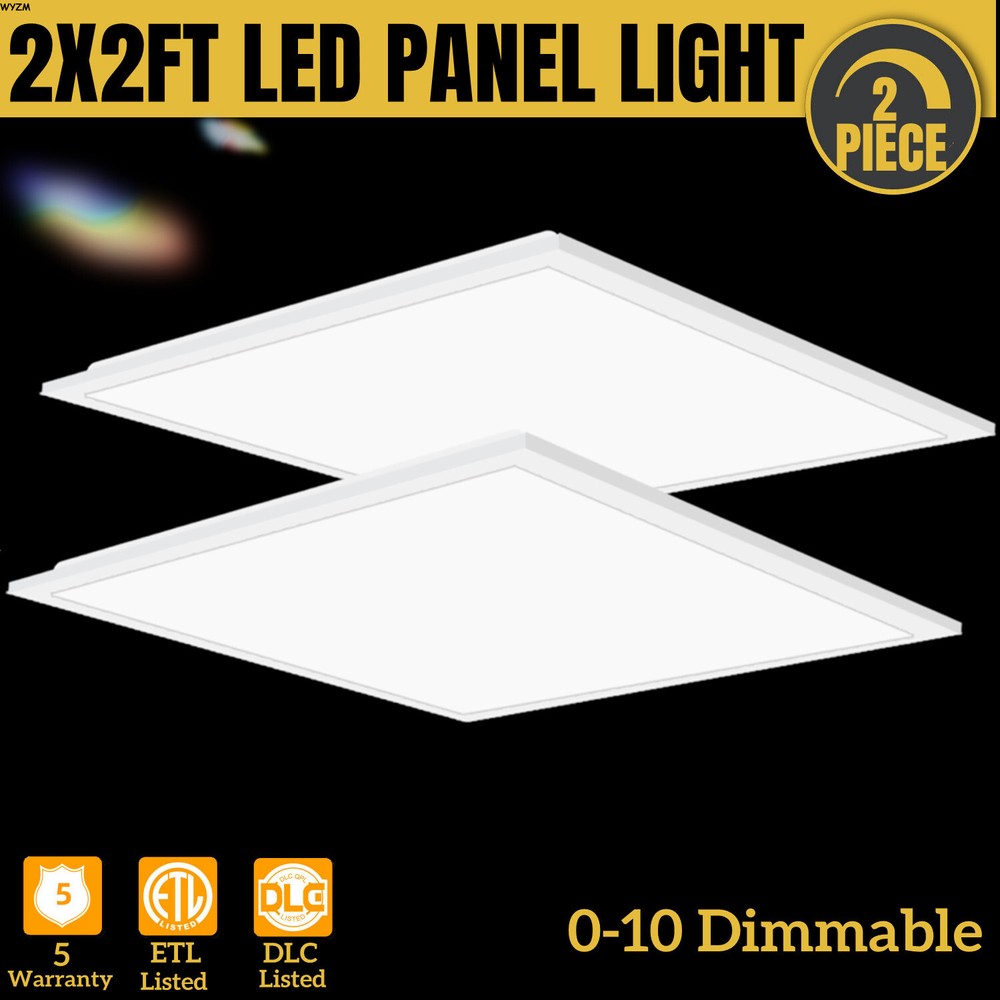 2 Packs 2'x2' LED Flat Panel Light 5400LM 45W 5000K Dimmable Drop Ceiling White