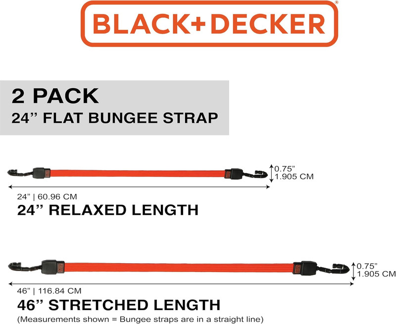 24" Flat Bungee Straps, 2-Pack | Non Scratch Steel-Core Hooks & Textured Grip Pa gallery
