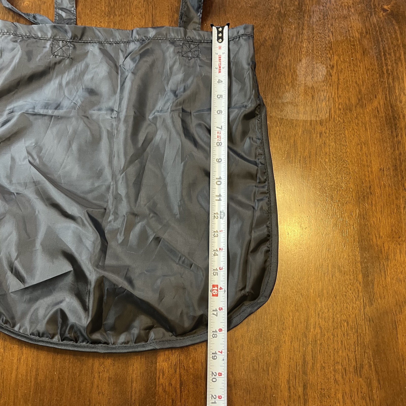 Black Nylon Reusable Tote Shopping Bag - Foldable Lightweight (Approx. 16x14 in) gallery