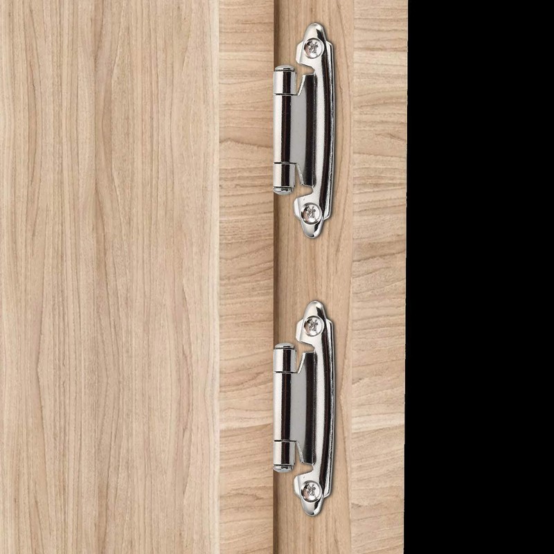1/2" Overlay Kitchen Cabinet Hinges Satin Brushed Nickel Flush Mount with Screws gallery