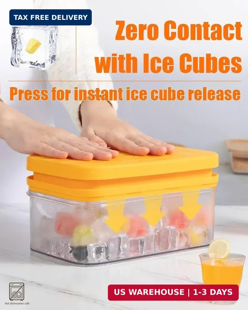 Brigii Ice Cube Tray with Lid & Storage Bin, 56 Cubes Ice Mold with Easy-Release gallery