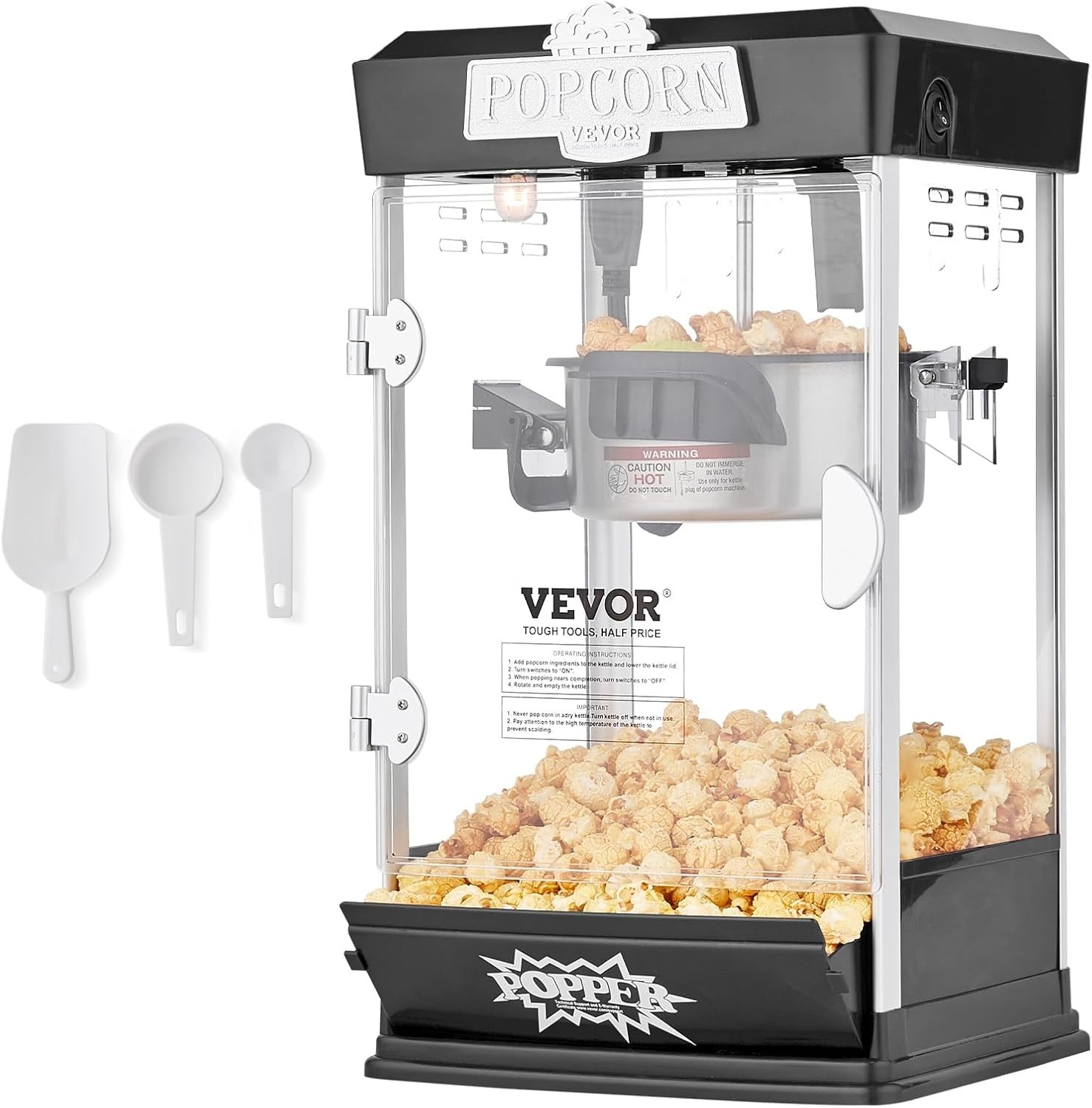 Vevor Popcorn Maker 480W Popcorn Popper Machine 4 Oz Kettle Makes 1.5 Gallon gallery