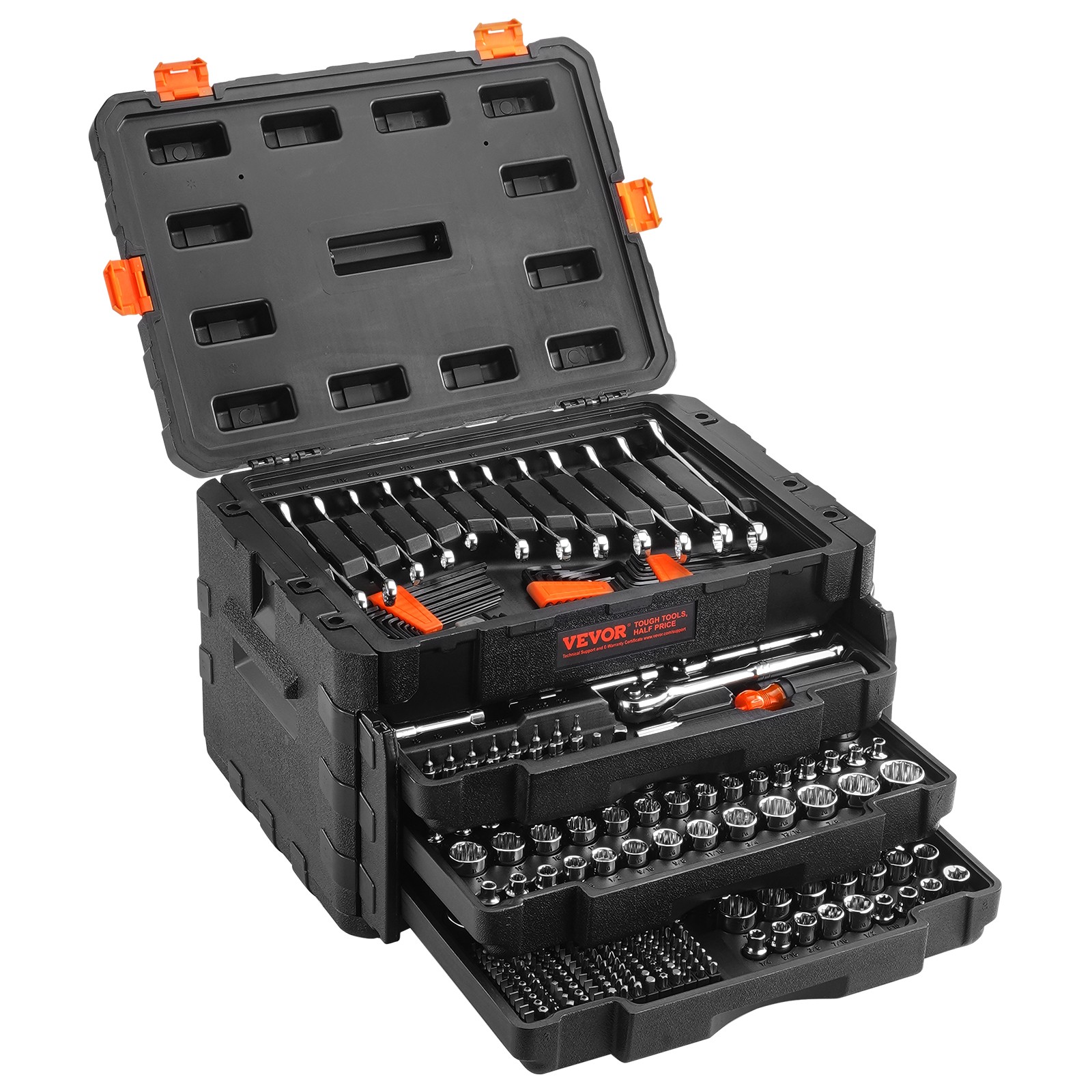 VEVOR Mechanics Tool Set and Socket Set 1/4in 3/8in 1/2 in Drive Sockets 450Pcs gallery