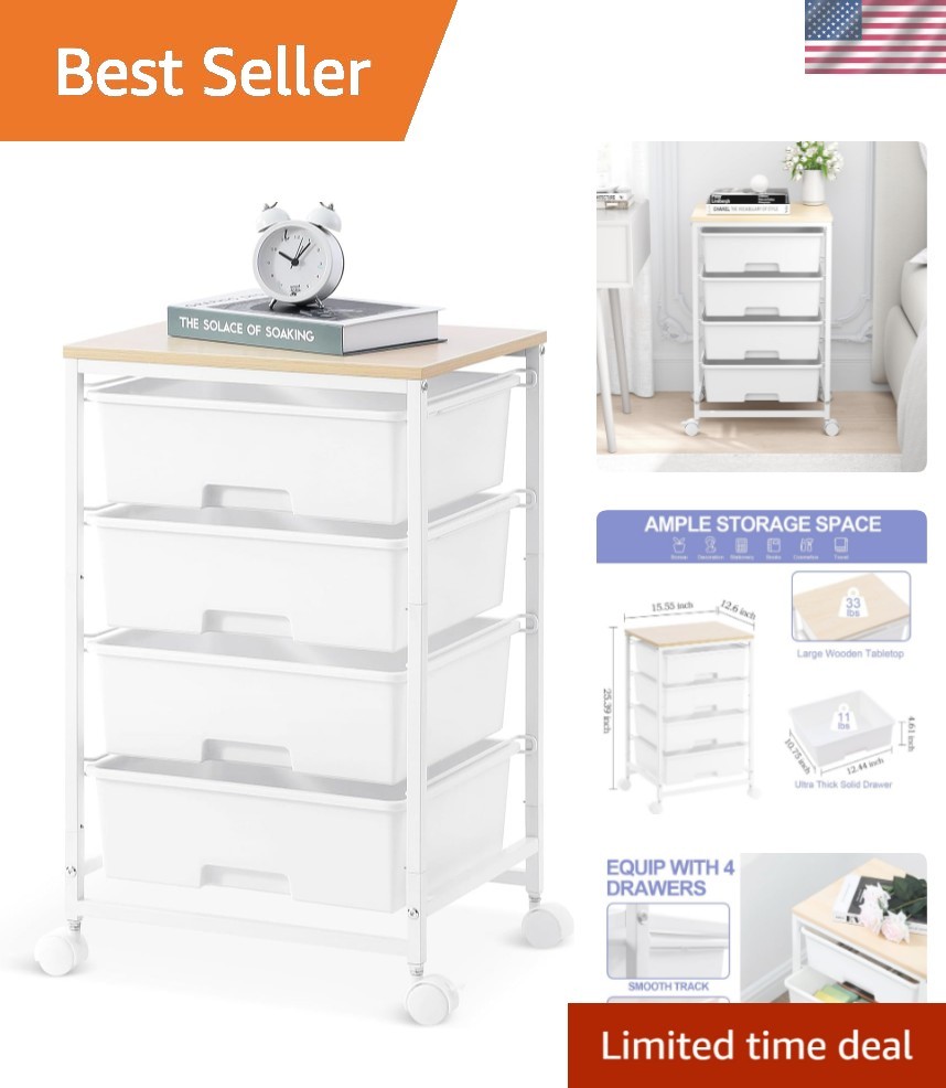 Utility Cart with 4 Drawers, Multipurpose Rolling Storage Cart with 4 Drawers... gallery