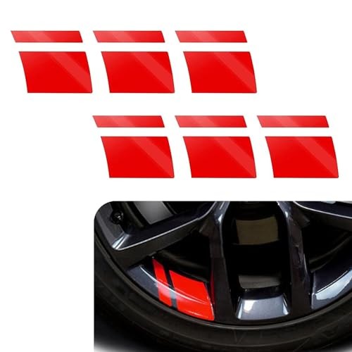 Pack-6 Car Wheel Rim Decal, Stripe Reflective Stickers, 18"-21" 6 PCS Red gallery