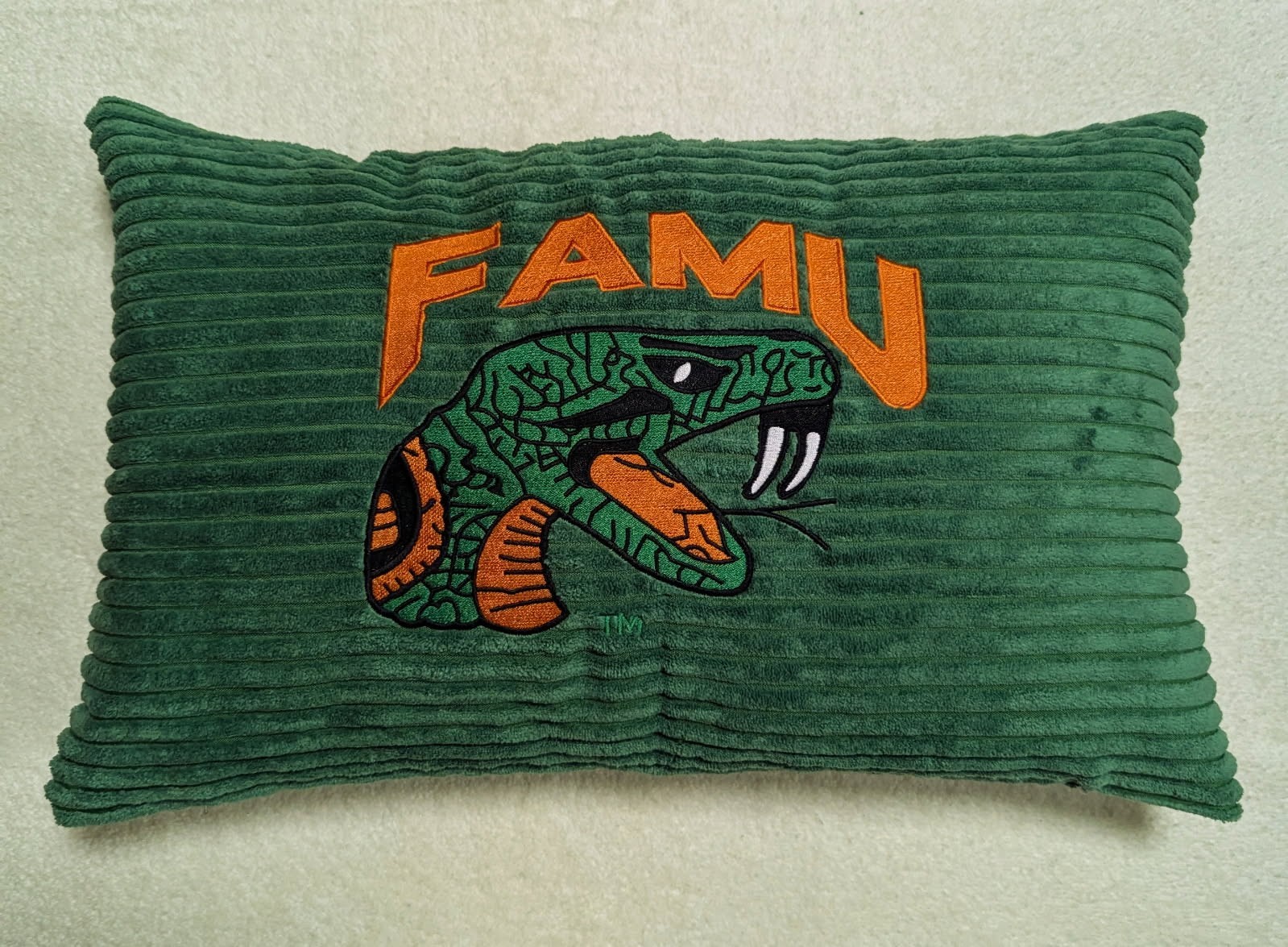 FLORIDA A&M UNIVERSITY Embroidered Corduroy Throw Pillow 20" x 12"- FAMU - HBCU gallery