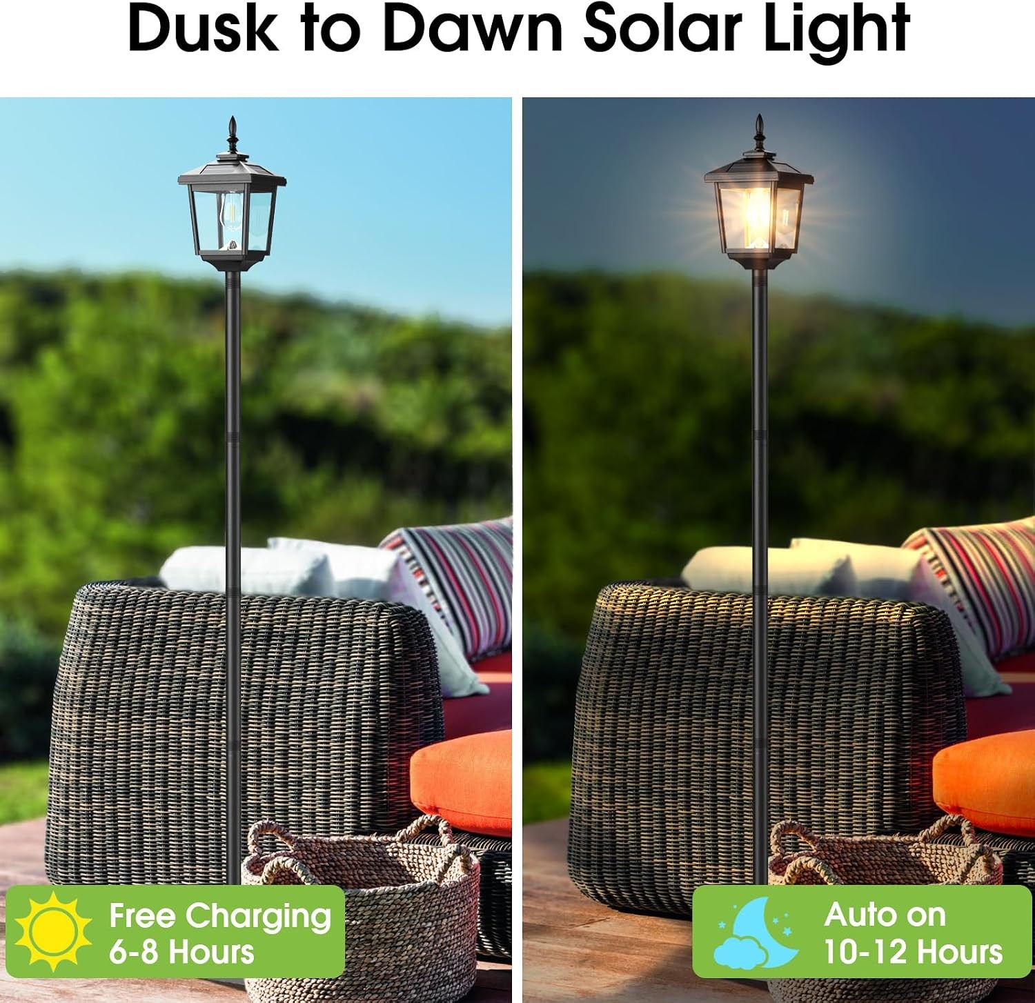 Solar Lamp Post Light Outdoor, Warm White, IP45 Waterproof Solar Post Lights gallery