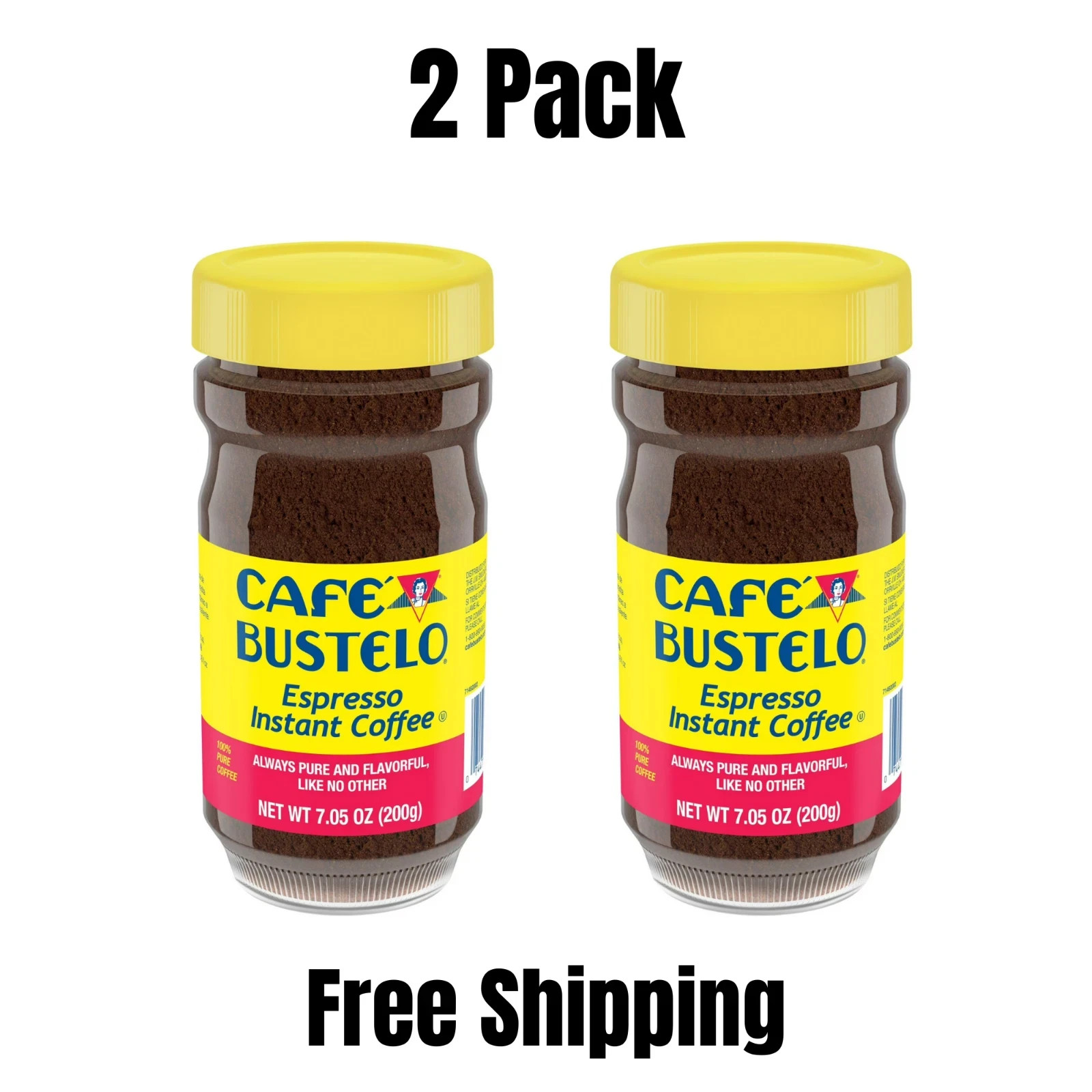 (PACK OF 2) Cafe Bustelo, Espresso Style, Dark Roast Instant Coffee, 7.05 oz Jar gallery