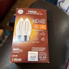 GE Lighting Relax HD LED Light Bulbs, Soft White, Clear, 320 Lumens, 2 Count