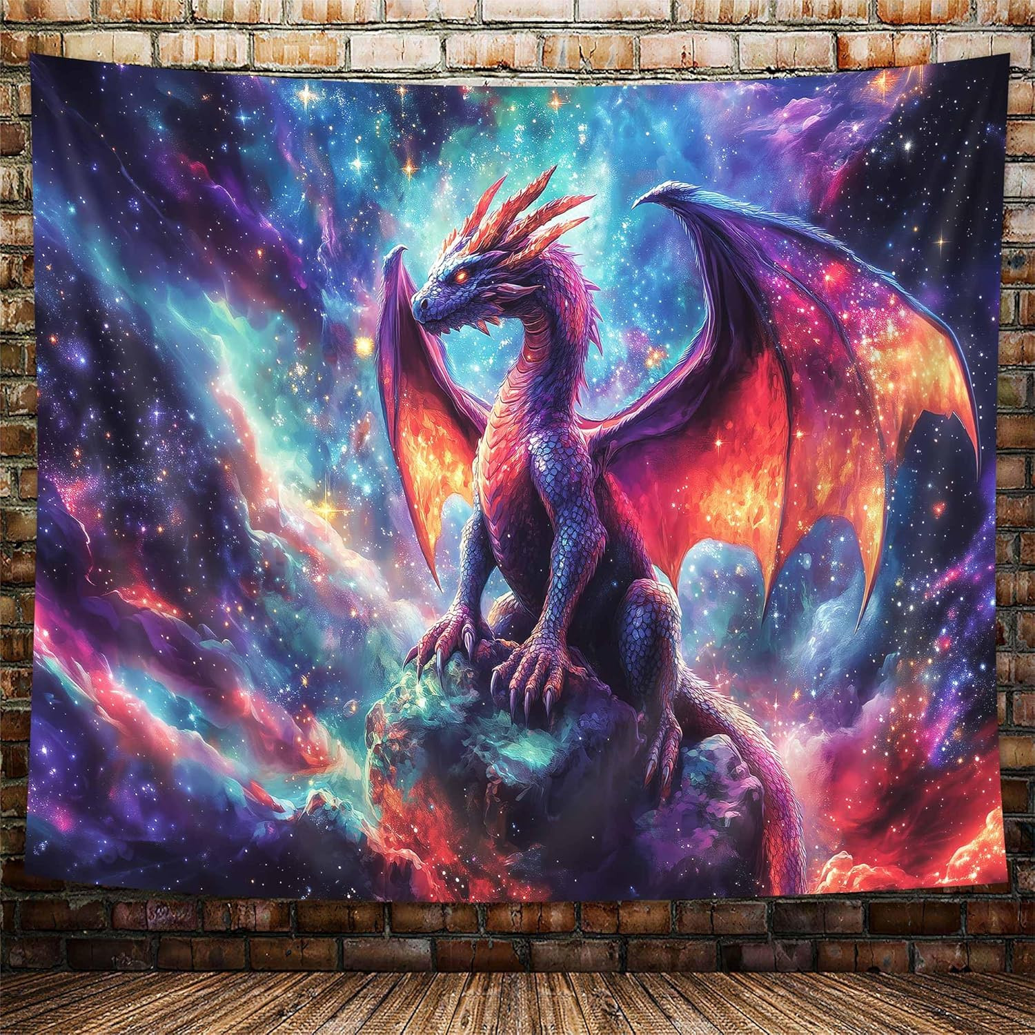 Purple Dragon Tapestry, Gothic Medieval Fantasy Animals Cool Dragon Tapestry for gallery