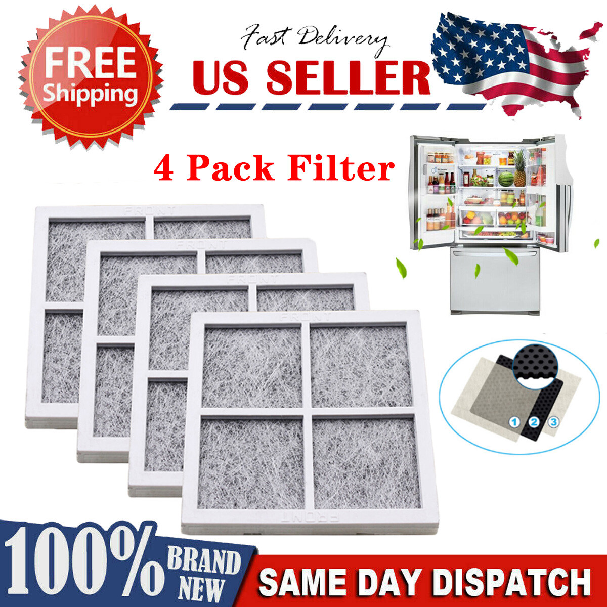 Replacement Air Filter for LG LT120F Kenmore Elite 469918 Refrigerator 4 Pack gallery