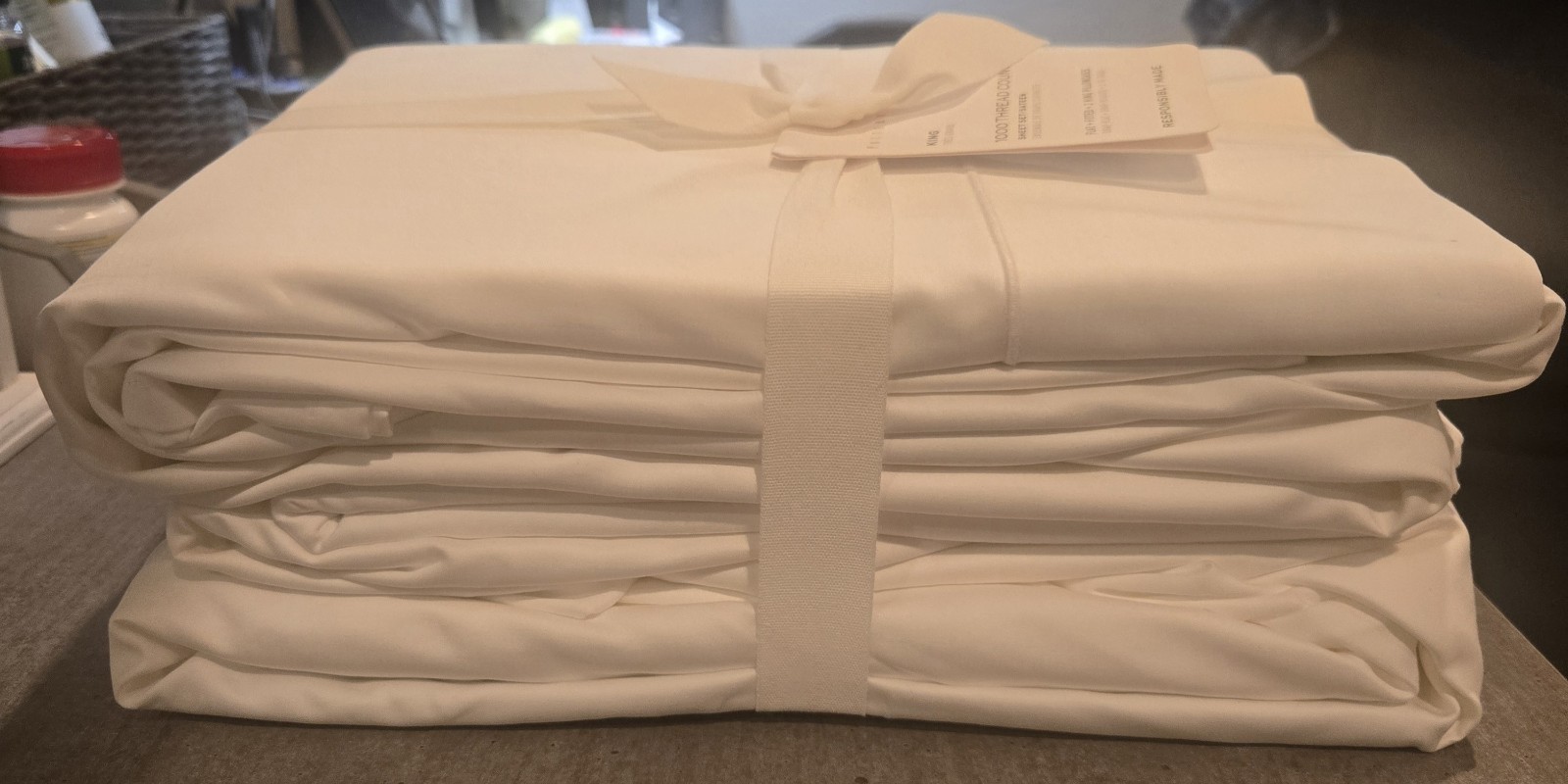 NEW WITH TAGS - Pottery Barn 1000 Thread Count King Sateen Sheet Set - White gallery